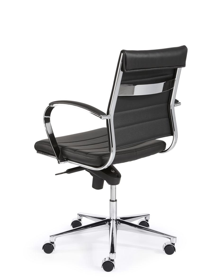 1200PUZ Design bureaustoel 600, lage rug in zwart PU - Timmer