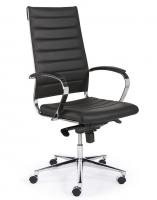 Design bureaustoel 1202, hoge rug in zwart PU
