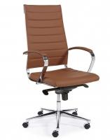 Design bureaustoel 600, hoge rug in bruin PU