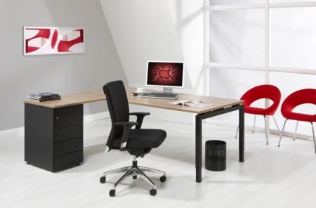 L-Bureau met ladenblok 4Q-Black 180 x160cm