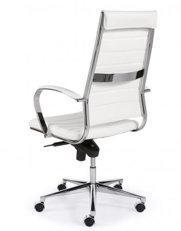 Design bureaustoel 1202, hoge rug in wit PU