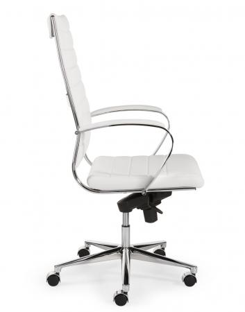 Design bureaustoel 1202, hoge rug in wit PU