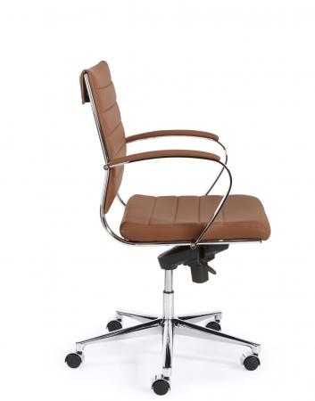 Design bureaustoel 600, lage rug in bruin PU
