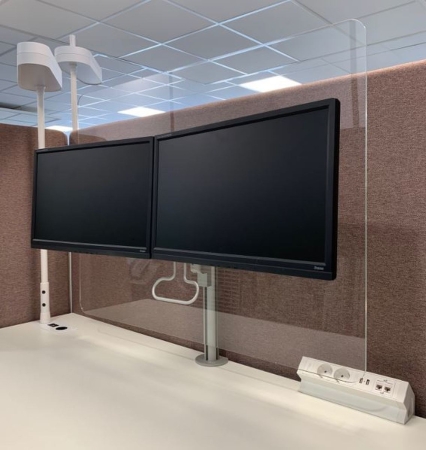 Acryl hygiënescherm monitorarm