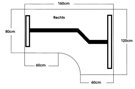 Elektrische zit-sta hoek werkplek ZF 160x120cm