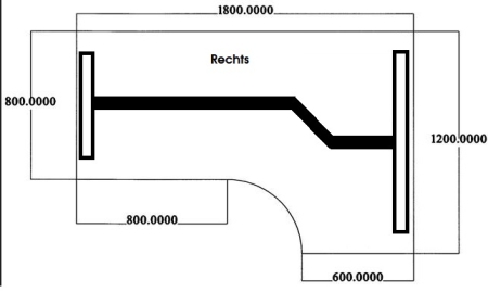 Elektrische zit-sta hoek werkplek ZF 180x120cm