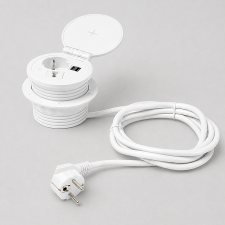 Inbouw powerbox 80mm rond met wireless charger