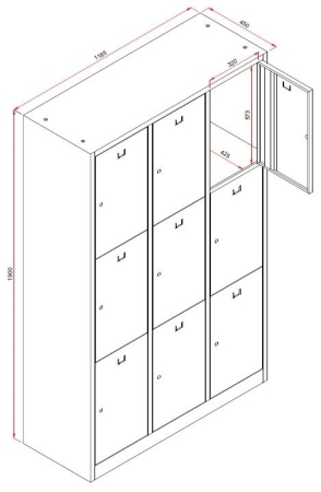 LOCKERKAST S9, 9-deurs