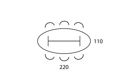 Quick ellips vergadertafel 220x110cm 